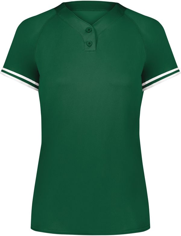 Am image of a Custom Augusta Ladies Cutter Plus Henley Jersey in Dark Green/White!