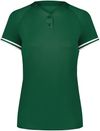 Am image of a Custom Augusta Ladies Cutter Plus Henley Jersey in Dark Green/White!