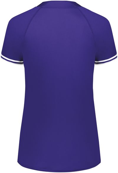 Am image of a Custom Augusta Ladies Cutter Plus Henley Jersey in Purple/White!