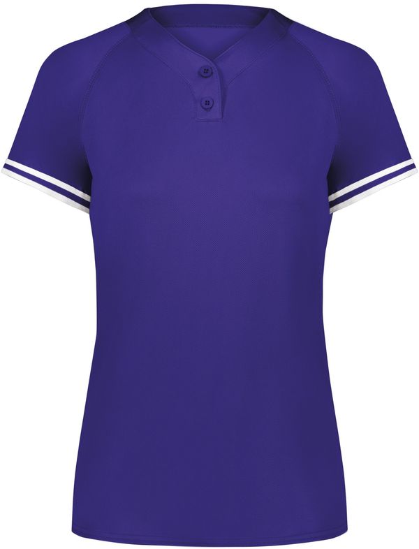 Am image of a Custom Augusta Ladies Cutter Plus Henley Jersey in Purple/White!
