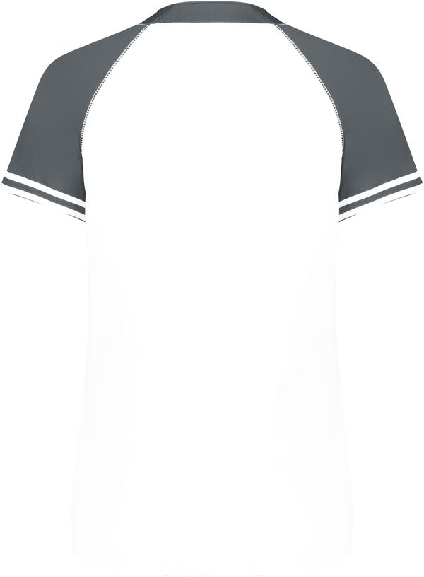 Am image of a Custom Augusta Ladies Cutter Plus Henley Jersey in White/Graphite!