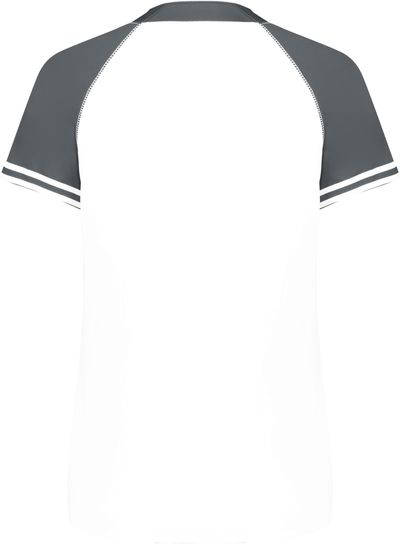 Am image of a Custom Augusta Ladies Cutter Plus Henley Jersey in White/Graphite!