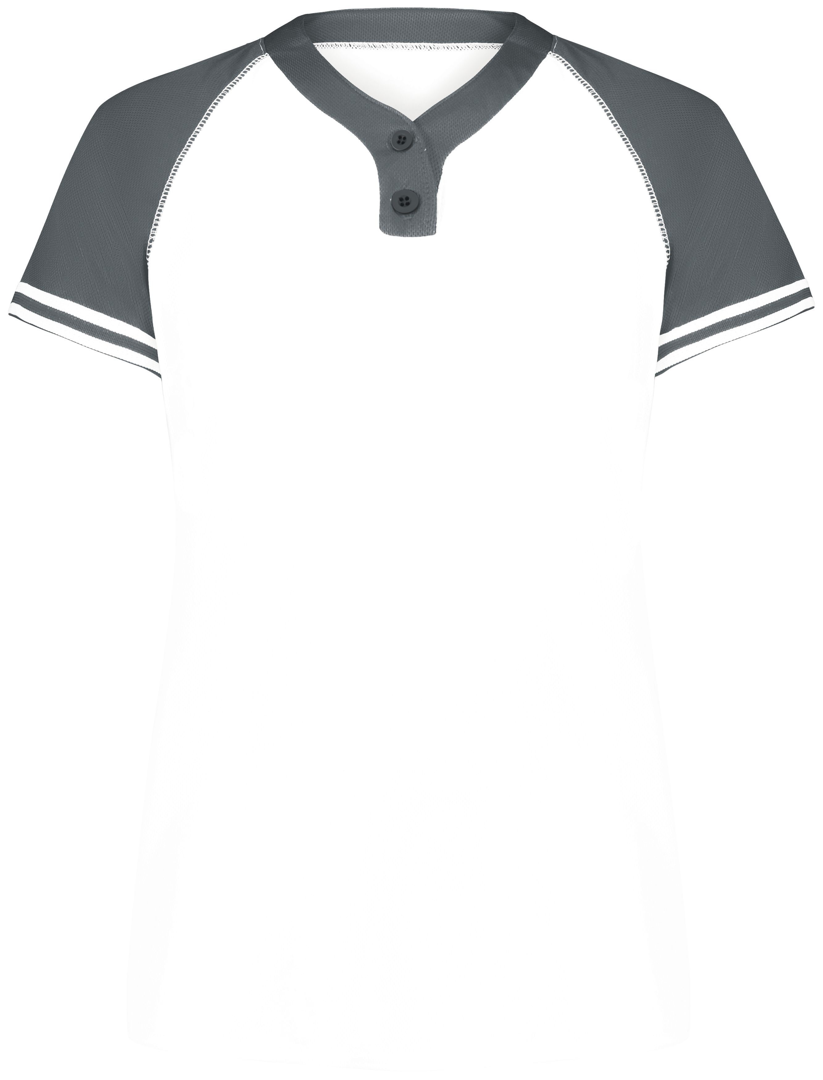 Augusta Ladies Cutter Plus Henley Jersey in White/Graphite