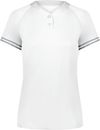 Am image of a Custom Augusta Ladies Cutter Plus Henley Jersey in White/Silver!