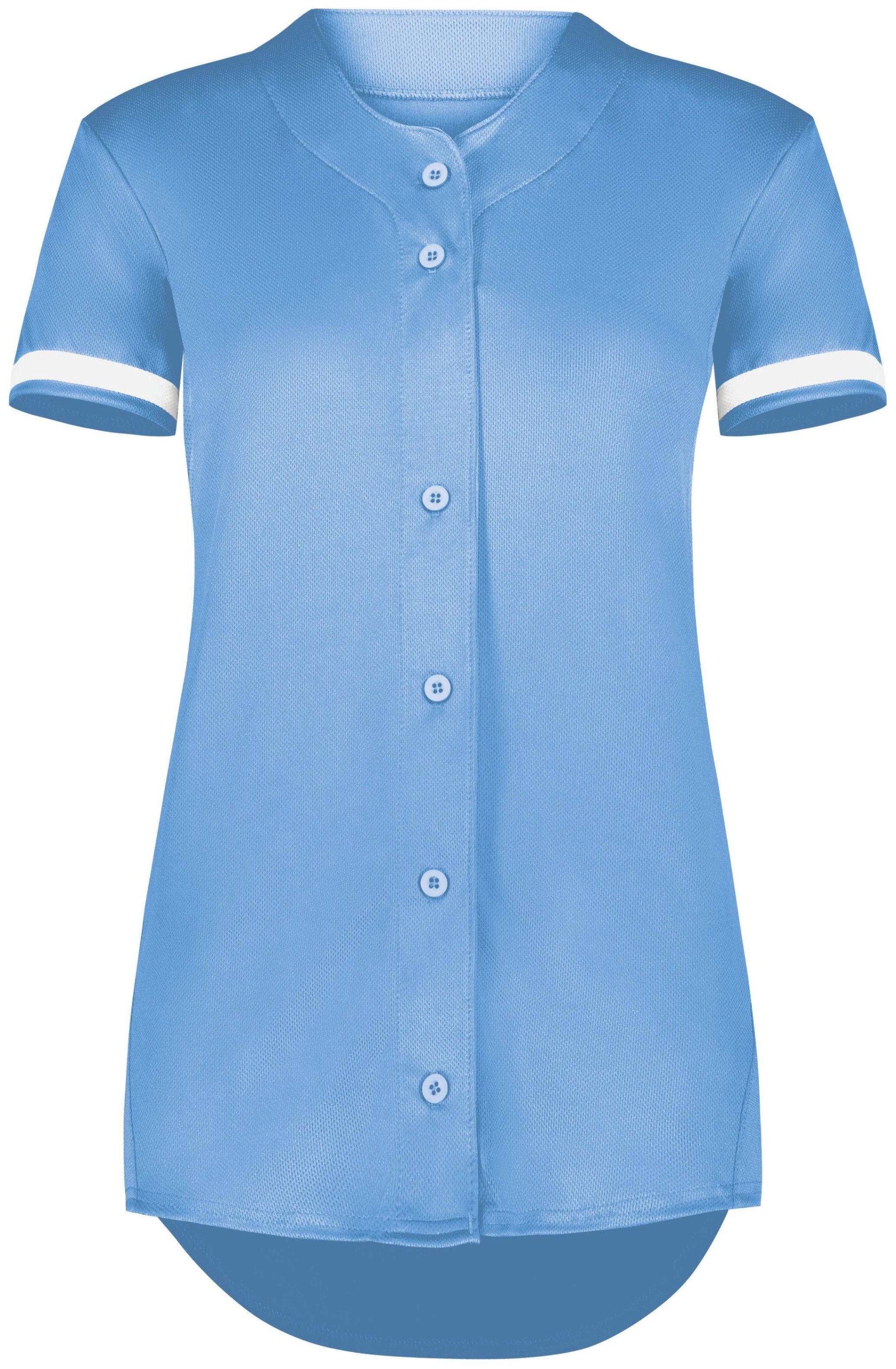 Augusta Ladies Cutter Plus Full Button Jersey in Columbia Blue/White