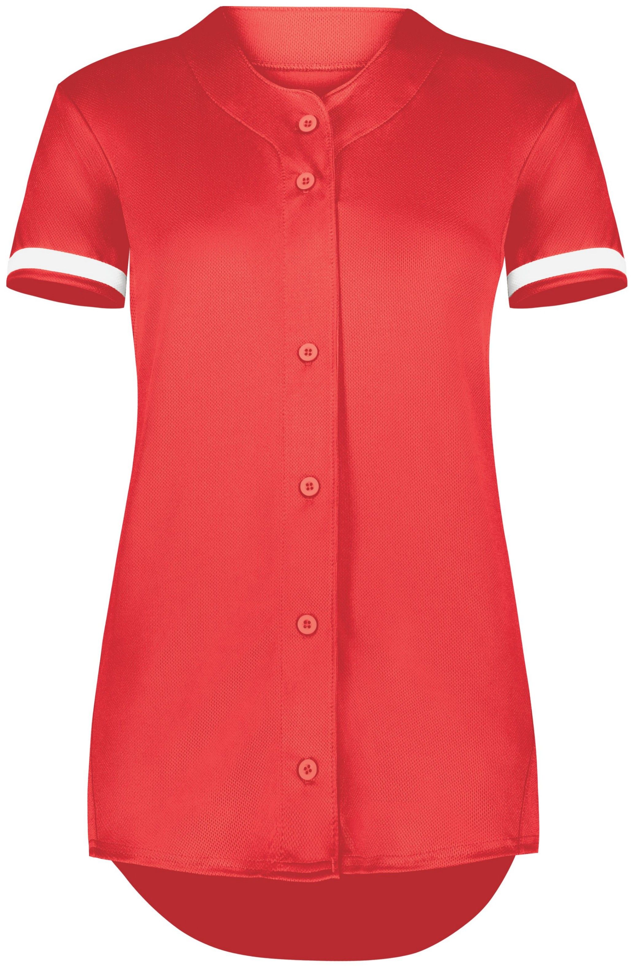 Augusta Ladies Cutter Plus Full Button Jersey in Scarlet/White