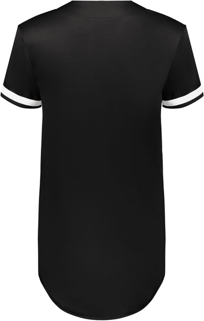 Am image of a Custom Augusta Ladies Cutter Plus Full Button Jersey in Black/White!