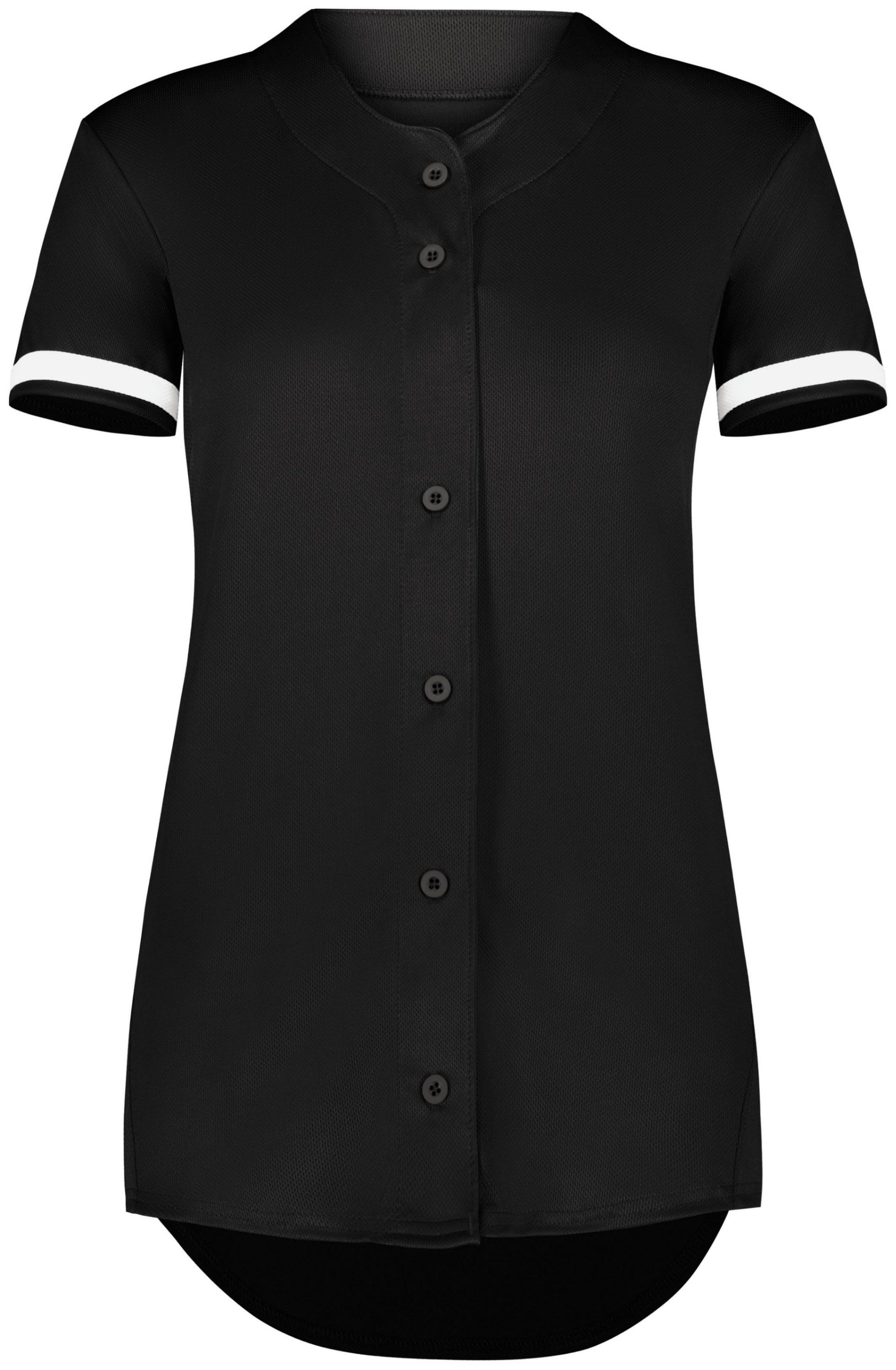 Augusta Ladies Cutter Plus Full Button Jersey in Black/White