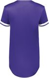 Am image of a Custom Augusta Ladies Cutter Plus Full Button Jersey in Purple/White!