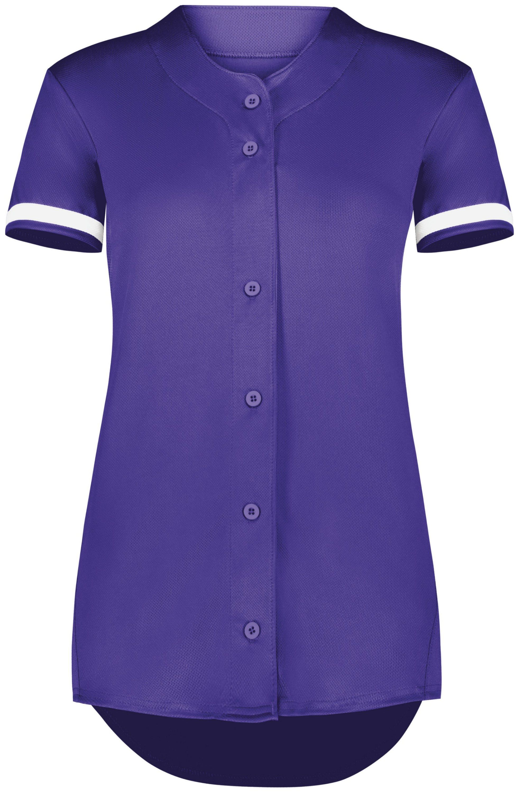 Augusta Ladies Cutter Plus Full Button Jersey in Purple/White