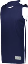 Am image of a Custom Augusta Swish Reversible Basketball Jersey in Navy/White!