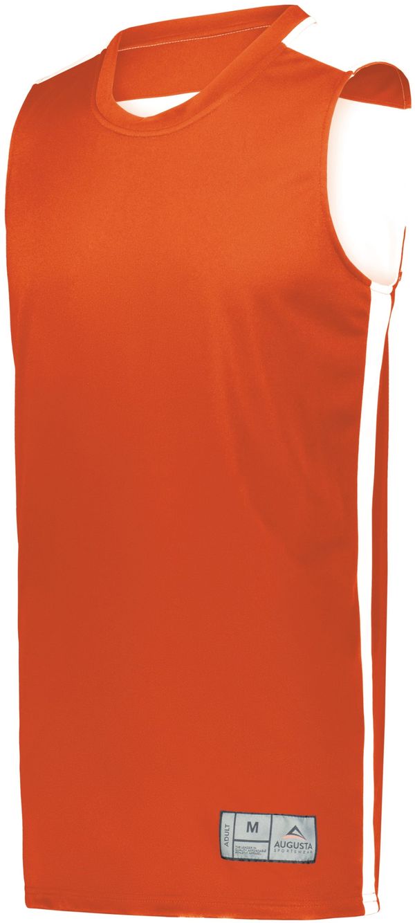 Am image of a Custom Augusta Swish Reversible Basketball Jersey in Orange/White!