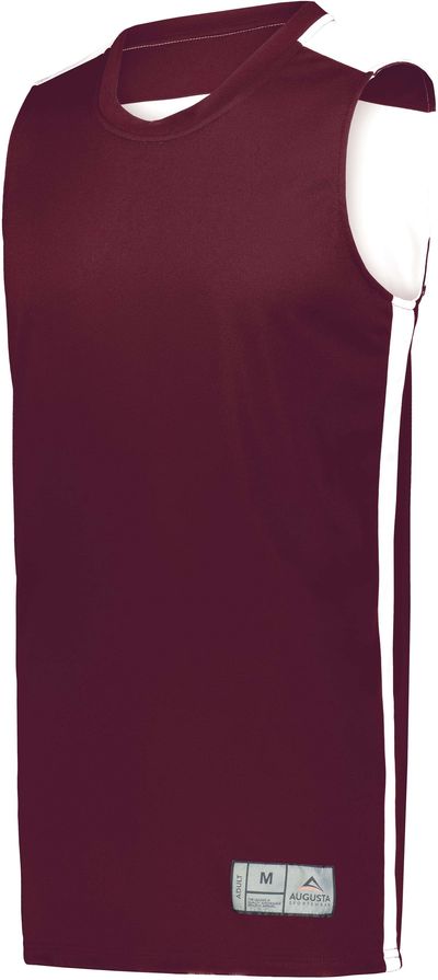 Am image of a Custom Augusta Swish Reversible Basketball Jersey in Maroon/White!