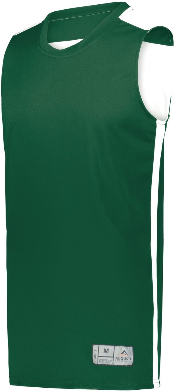 Am image of a Custom Augusta Swish Reversible Basketball Jersey in Dark Green/White!
