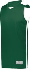 Am image of a Custom Augusta Swish Reversible Basketball Jersey in Dark Green/White!