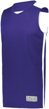 Am image of a Custom Augusta Swish Reversible Basketball Jersey in Purple/White!