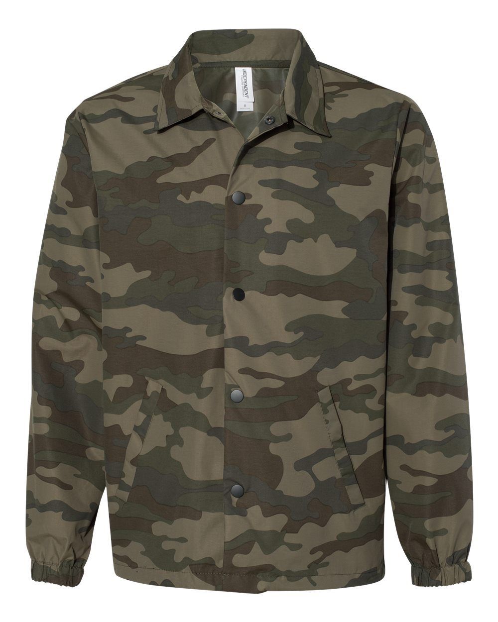 Independent Trading Co Water Resistant Windbreaker Coachs Jacket in Forest Camo