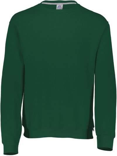 Am image of a Custom Russell Athletic Dri Power Fleece Crew Sweatshirt in Dark Green!