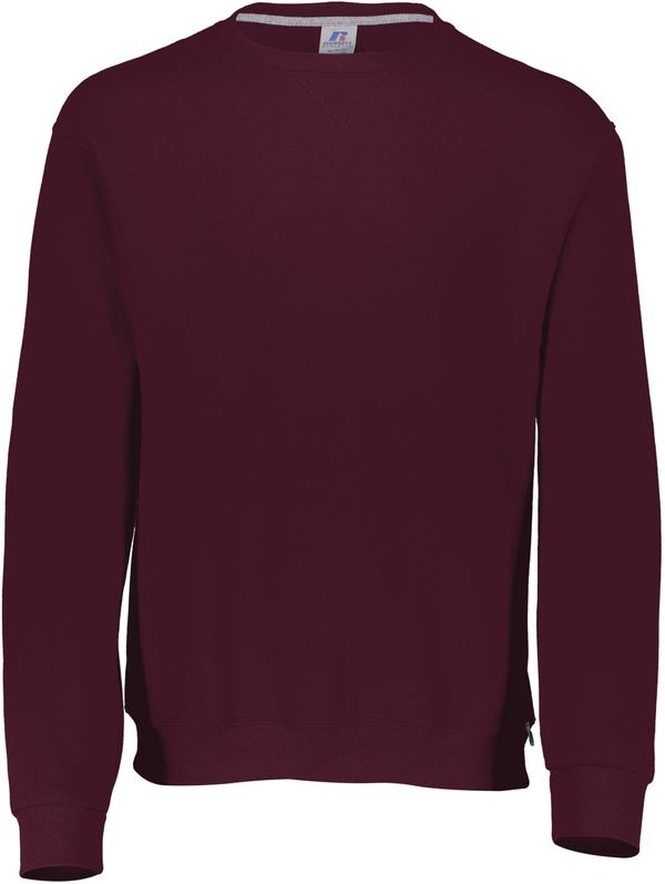 Am image of a Custom Russell Athletic Dri Power Fleece Crew Sweatshirt in Maroon!