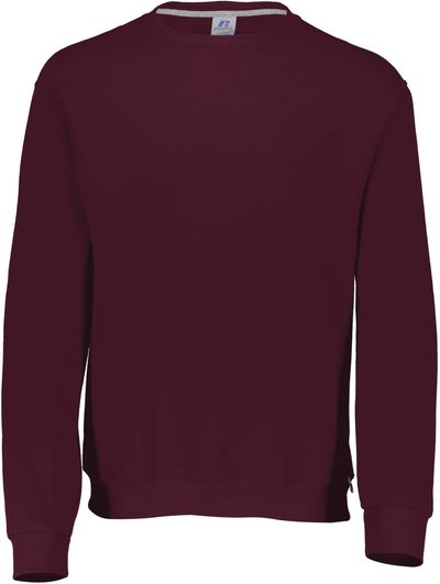Am image of a Custom Russell Athletic Dri Power Fleece Crew Sweatshirt in Maroon!