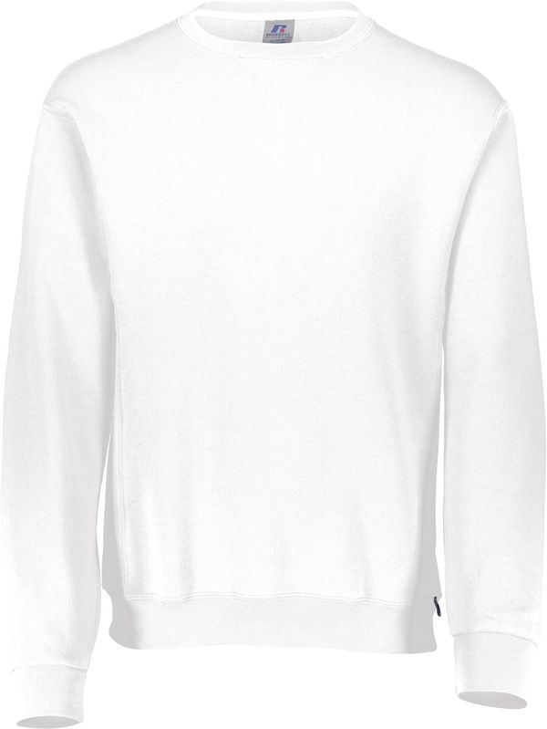 Am image of a Custom Russell Athletic Dri Power Fleece Crew Sweatshirt in White!