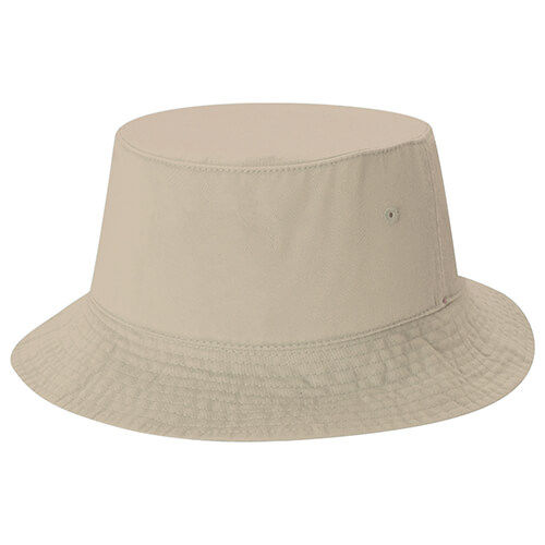 AJM Washed Cotton Drill Deluxe Bucket Hat in Washed Taupe