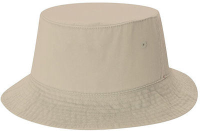 Am image of a Custom AJM Washed Cotton Drill Deluxe Bucket Youth Hat in Washed Taupe!