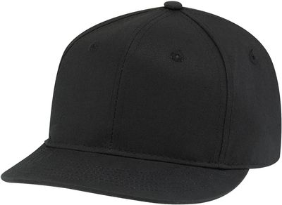 Am image of a Custom AJM Flat Peak Deluxe Chino Twill Cap in Black!