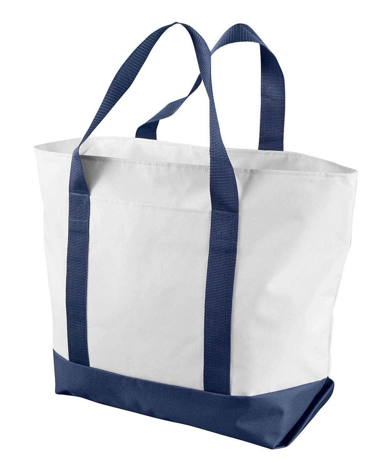 Liberty Bags Bay View Giant Zippered Boat Tote in White/Navy
