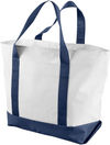 Am image of a Custom Liberty Bags Bay View Giant Zippered Boat Tote in White/Navy!