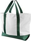 Am image of a Custom Liberty Bags Bay View Giant Zippered Boat Tote in White/Forest Green!