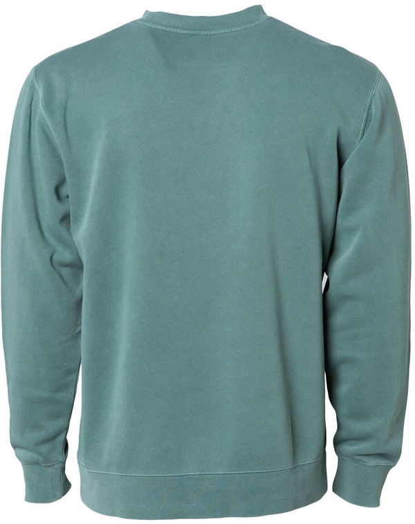 Am image of a Custom Independent Trading Co. Unisex Midweight Pigment Dyed Crewneck Sweatshirt in Pigment Alpine Green!