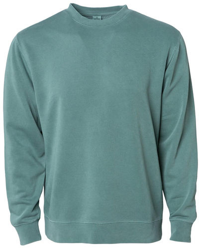 Am image of a Custom Independent Trading Co. Unisex Midweight Pigment Dyed Crewneck Sweatshirt in Pigment Alpine Green!