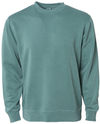 Am image of a Custom Independent Trading Co. Unisex Midweight Pigment Dyed Crewneck Sweatshirt in Pigment Alpine Green!