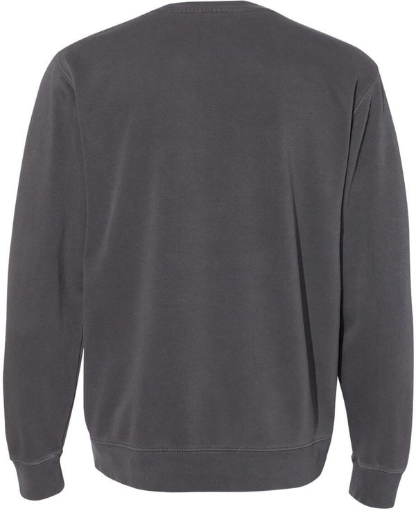 Am image of a Custom Independent Trading Co. Unisex Midweight Pigment Dyed Crewneck Sweatshirt in Pigment Black!