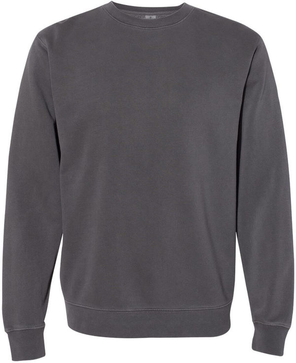 Am image of a Custom Independent Trading Co. Unisex Midweight Pigment Dyed Crewneck Sweatshirt in Pigment Black!