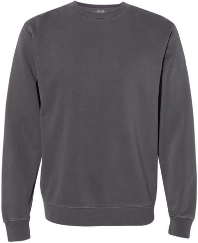 Am image of a Custom Independent Trading Co. Unisex Midweight Pigment Dyed Crewneck Sweatshirt in Pigment Black!