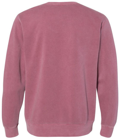 Am image of a Custom Independent Trading Co. Unisex Midweight Pigment Dyed Crewneck Sweatshirt in Pigment Maroon!