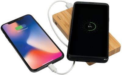 An image of a Custom Plank 5000 mAh Bamboo Wireless Power Bank!