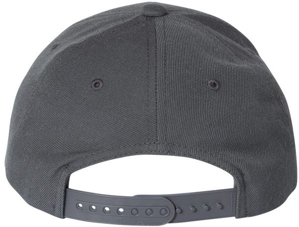 Am image of a Custom Premium Curved Visor Snapback Cap in Dark Grey!