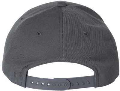 Am image of a Custom Premium Curved Visor Snapback Cap in Dark Grey!