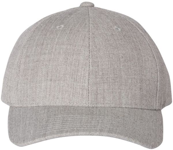 Am image of a Custom Premium Curved Visor Snapback Cap in Heather Grey!