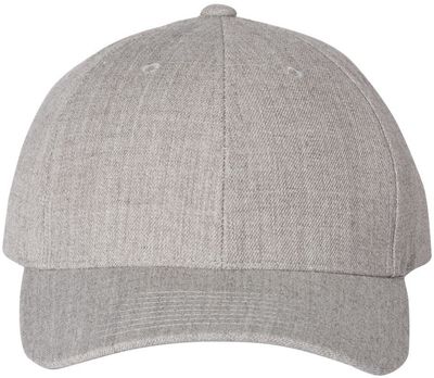Am image of a Custom Premium Curved Visor Snapback Cap in Heather Grey!