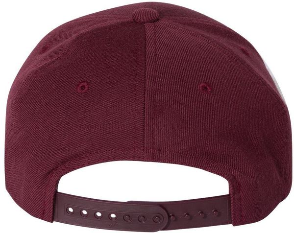 Am image of a Custom Premium Curved Visor Snapback Cap in Maroon!
