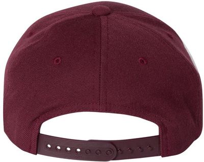 Am image of a Custom Premium Curved Visor Snapback Cap in Maroon!
