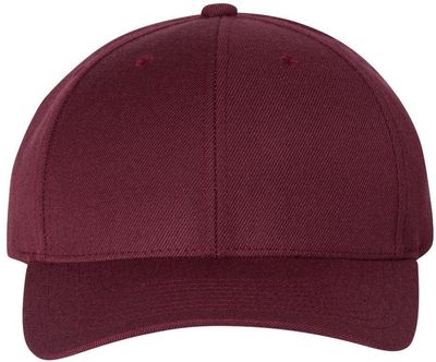 Am image of a Custom Premium Curved Visor Snapback Cap in Maroon!