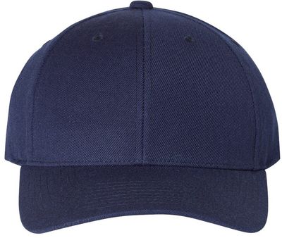 Am image of a Custom Premium Curved Visor Snapback Cap in Navy!