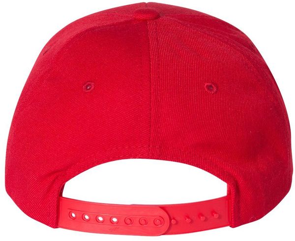 An image of a Custom Premium Curved Visor Snapback Cap in Red!