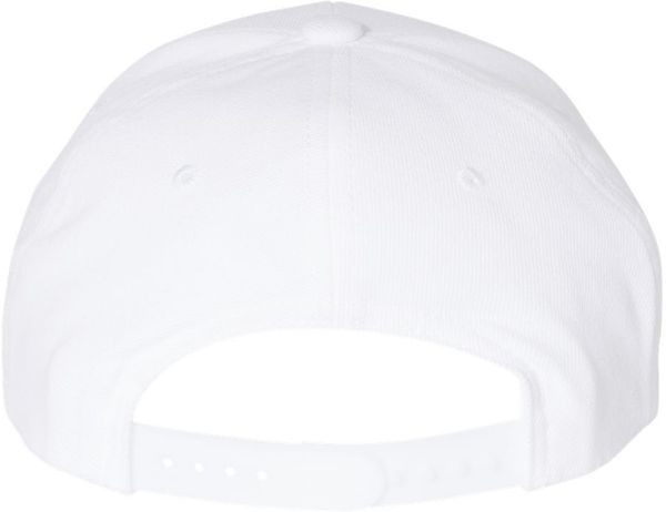Am image of a Custom Premium Curved Visor Snapback Cap in White!
