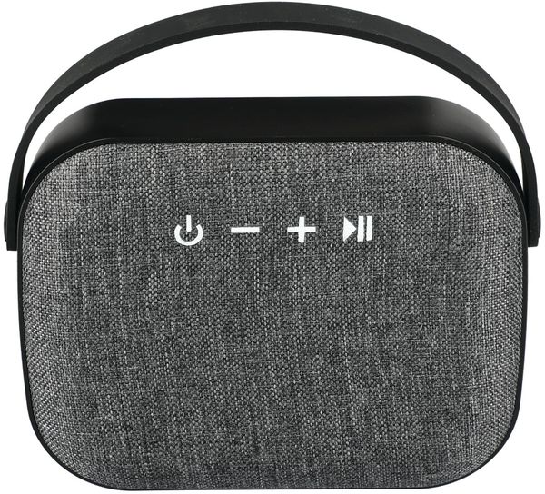 Am image of a Custom Woven Fabric Bluetooth Speaker in Black!